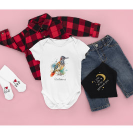 Body Para Bebê Espírito do Deserto, Roadrunner em Aquarela, perso