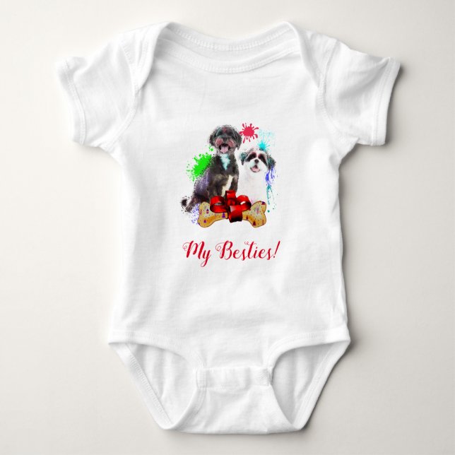 Body Para Bebê Esplash Art Cute Shih Tzu Dog Bebê Bodô (Frente)