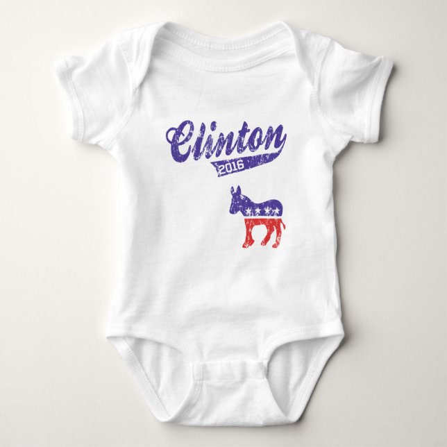 Body Para Bebê Esportes Democratas de Hillary Clinton 2016 (Frente)
