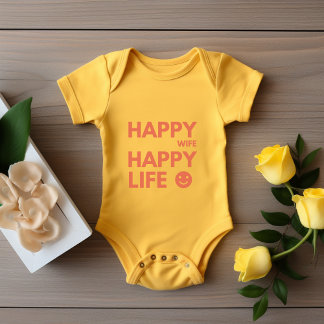 Body Para Bebê Esposa Feliz, Vida Feliz - Citação Engraçada De Ca