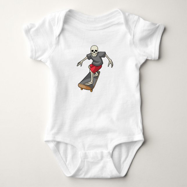 Body Para Bebê Esqueleto como Patinador com Skate (Frente)