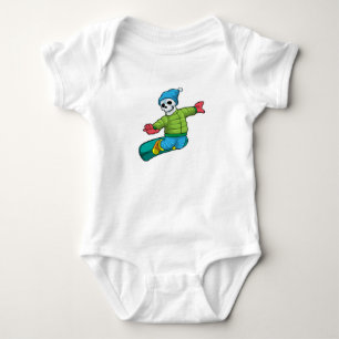Body Para Bebê Esqueleto como Snowboarder com Snowboard