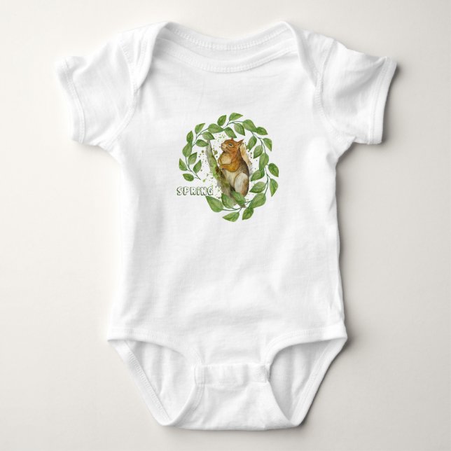 Body Para Bebê Esquilo de aquarela (Frente)
