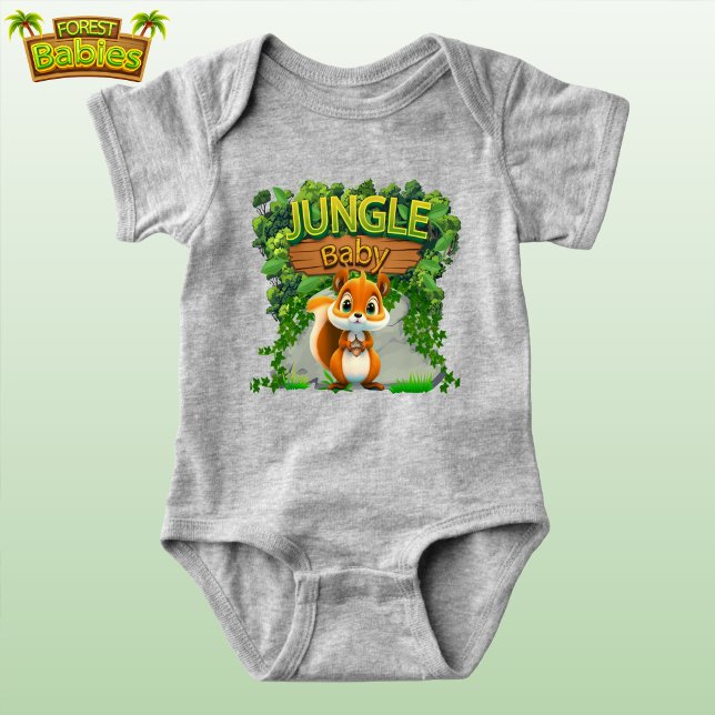 Body Para Bebê Esquilo Divertido, Acorn Woodland Willife Animal � (Fun Squirrel & Acorn Jungle Shirt, Baby Woodland Wildlife Animal Cartoon Graphic Baby Bodysuit 🐿)