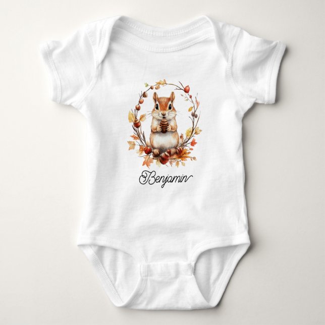 Body Para Bebê Esquilo Florestal Fofo (Frente)