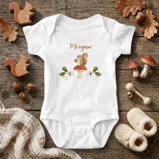 Body Para Bebê Esquilo Fofo Personalizado Floresta Neutro em Gêne