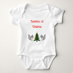 Body Para Bebê Esquilos Decorantes de Árvore de Natal Personaliza