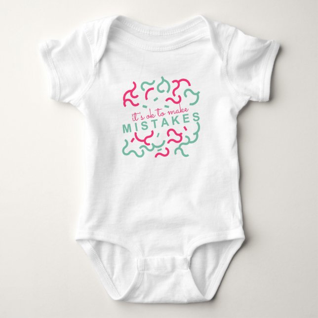 Body Para Bebê Está Ok Cometer Erros Formas Verde Vermelho (Frente)