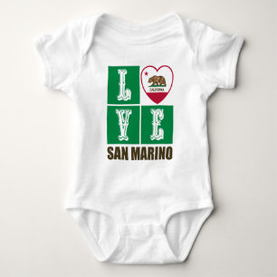 Body Para Bebê Estado da Califórnia Flag Heart San Marino