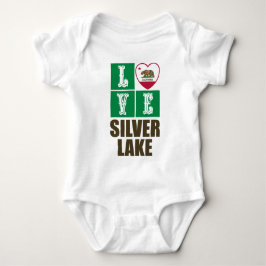 Body Para Bebê Estado da Califórnia Flag Heart Silver Lake