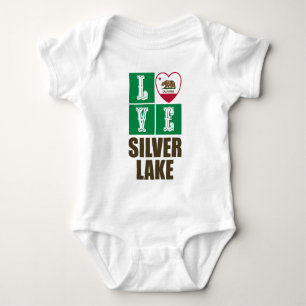 Body Para Bebê Estado da Califórnia Flag Heart Silver Lake