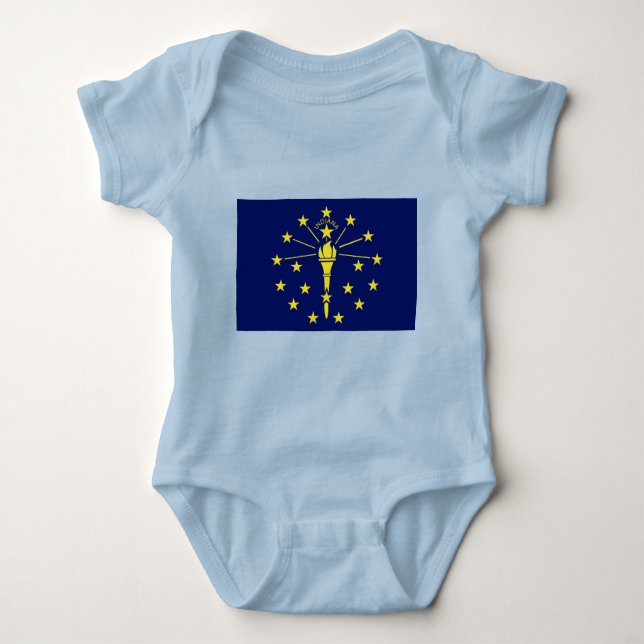Body Para Bebê Estado de Indiana Flag of Blue & Dourado (Frente)