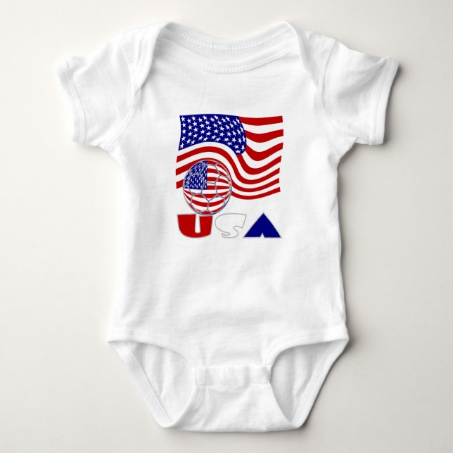 Body Para Bebê Estados Unidos Bandeira EUA Soccer Ball (Frente)
