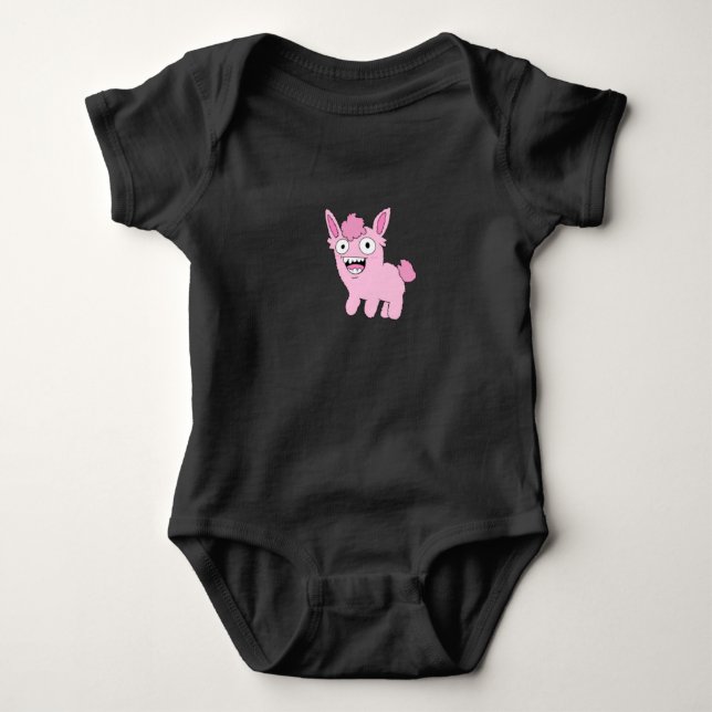 Body Para Bebê Este Topo Bebê de Crítter Rosa Estranho (Frente)