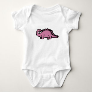 Body Para Bebê Estegossauro Dinossauro Rosa Fofo