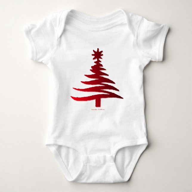 Body Para Bebê Estêncil De Árvore Natal Vermelho (Frente)