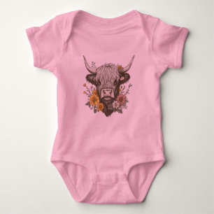 Body Para Bebê Estilo de fazenda - Gráfico de Vaca Highland