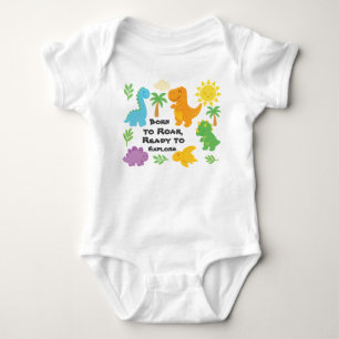 Body Para Bebê Estilo de Giz Editável – Dinossauro Roarsome