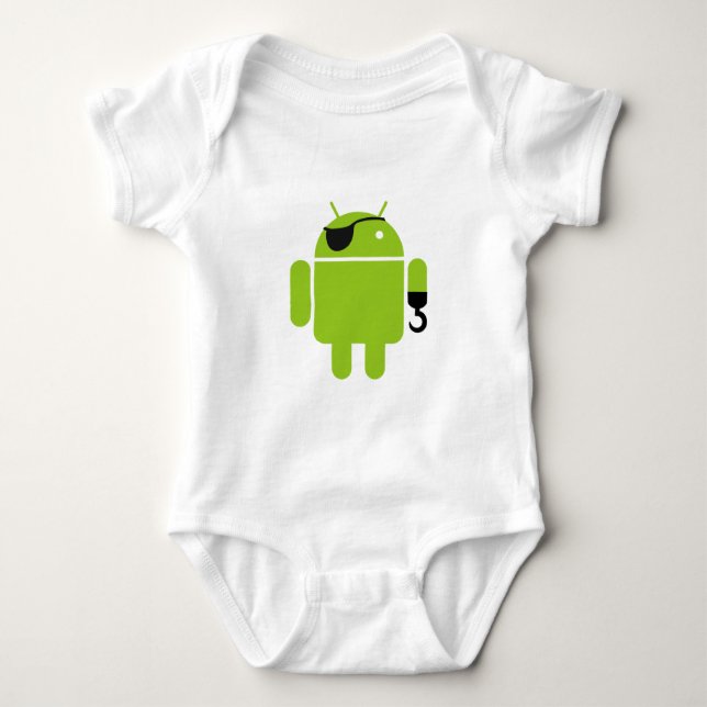Body Para Bebê Estilo do pirata do robô do Android (Frente)