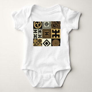 Body Para Bebê estilo japonês, padrões sem costura de ouro preto.