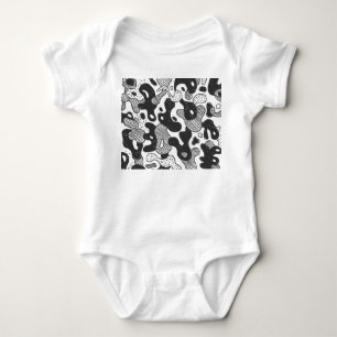 Body Para Bebê Estilo Preto da Camuflagem de abstrato Doodle