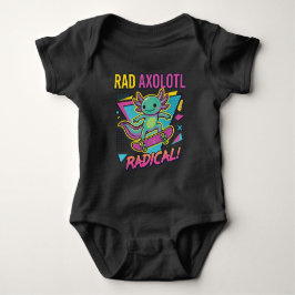 Body Para Bebê Estilo vintage dos anos 90 Axolote Skate Rad neon