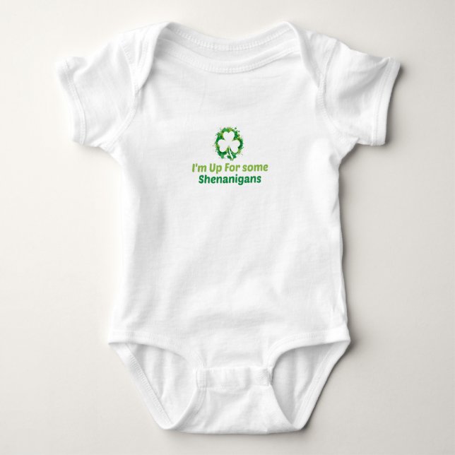 Body Para Bebê Estou Disposto a Algumas Travessuras, St. Patrick' (Frente)
