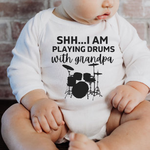 Body Para Bebê Estou tocando bateria com o avô Engraçado Drummer