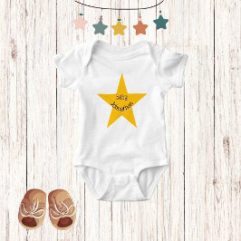 Body Para Bebê Estrela Amarela | Monograma de Unisex Adorável e C