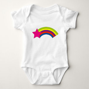 Body Para Bebê Estrela Cor-de-Rosa Cauda Arco-Íris Fofa