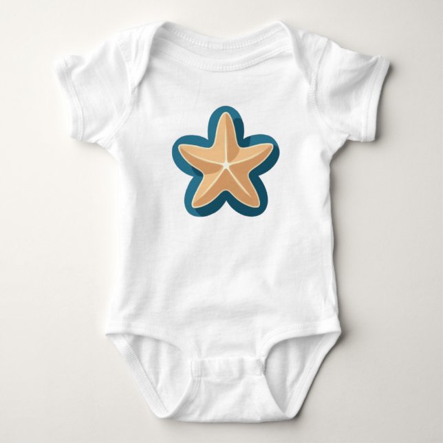 Body Para Bebê Estrela do mar com silhueta azul arredondada (Frente)