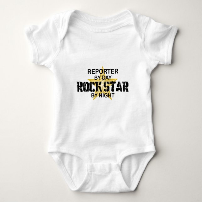 Body Para Bebê Estrela do rock do repórter em a noite (Frente)