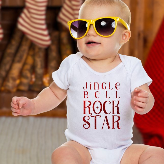 Body Para Bebê Estrela do Rock do Sino de Natal, Natal (Criador carregado)