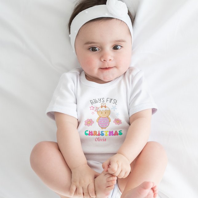 Body Para Bebê Estrelas de Boneca de Natal Personalizada (Criador carregado)