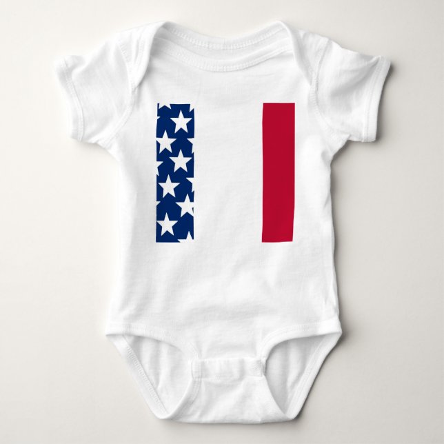 Body Para Bebê Estrelas e faixas vermelhas, brancas e azuis 4 de  (Frente)