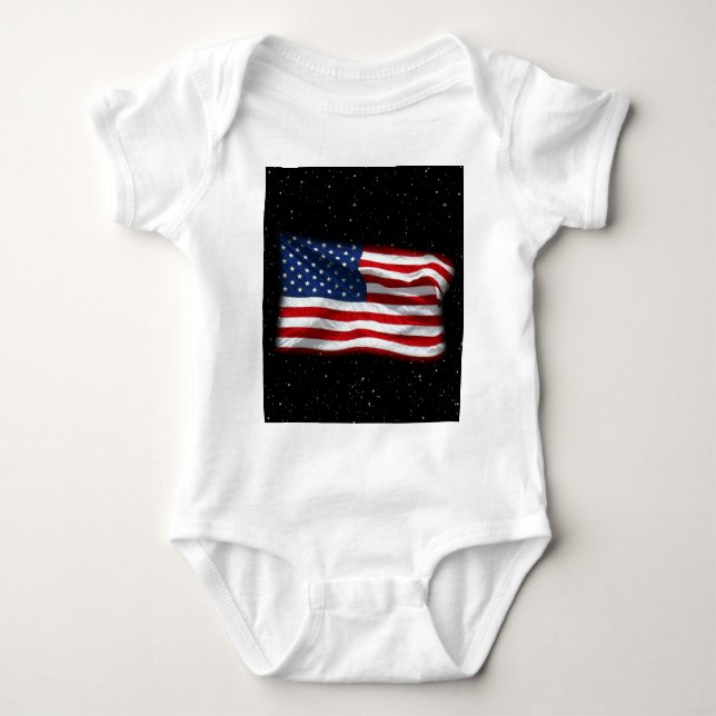 Body Para Bebê Estrelas e Stripes Bandeira Americana Patriótica (Frente)