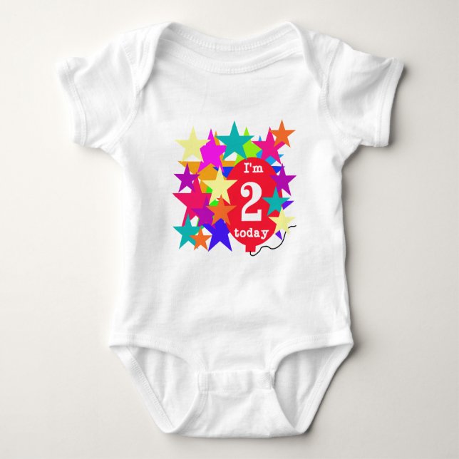 Body Para Bebê Estrelas e T-shirts e segundos aniversários de bal (Frente)