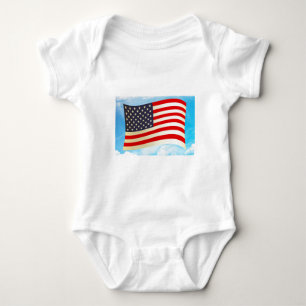 Body Para Bebê Estrelas Listras da Bandeira Americana Honra Liber