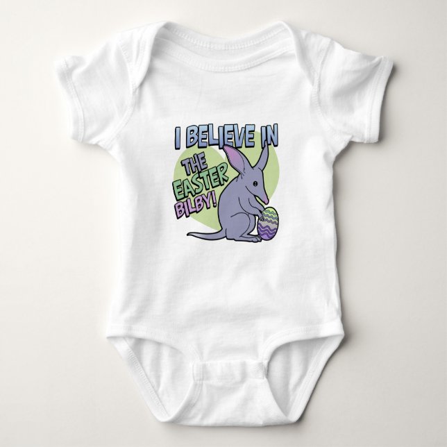 Body Para Bebê Eu acredito na Páscoa Bilby (Frente)