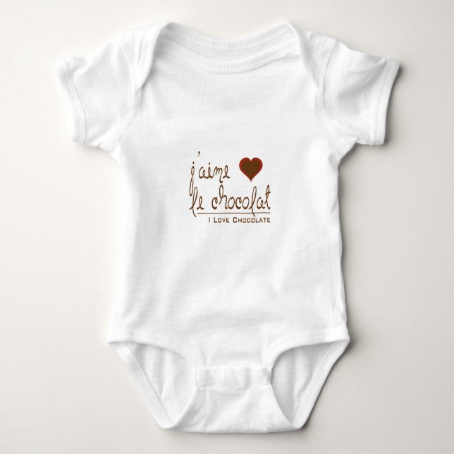 Body Para Bebê Eu adoro chocolate, em francês! (Frente)