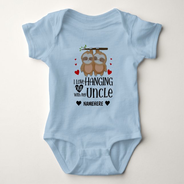 Body Para Bebê Eu adoro ficar com meu tio (Frente)
