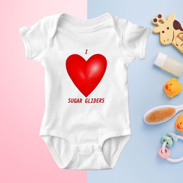 Body Para Bebê Eu Adoro Gliders (I Love Sugar Gliders Baby Bodysuit)
