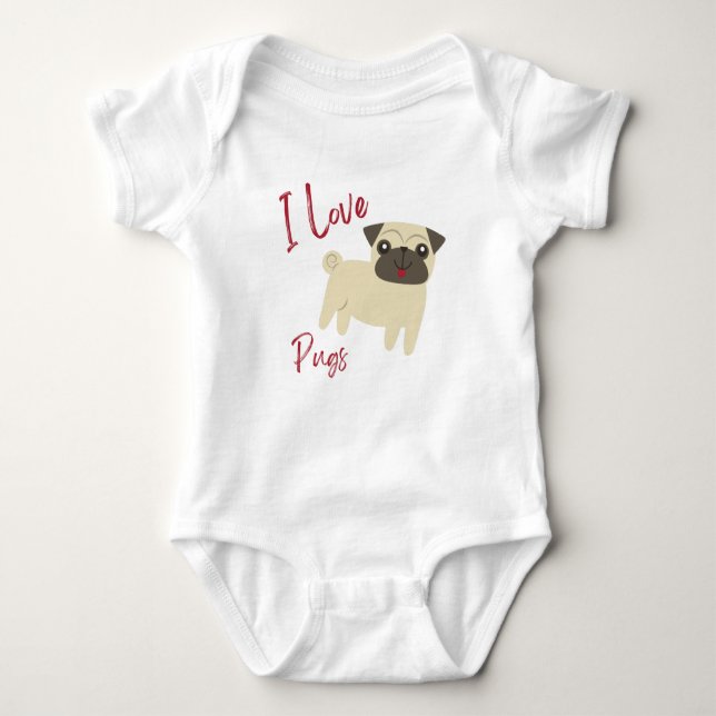 Body Para Bebê Eu Adoro Pugs (Frente)