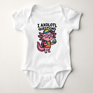 Body Para Bebê Eu, aluno da Axolotl Questions, seguro uma rocha c