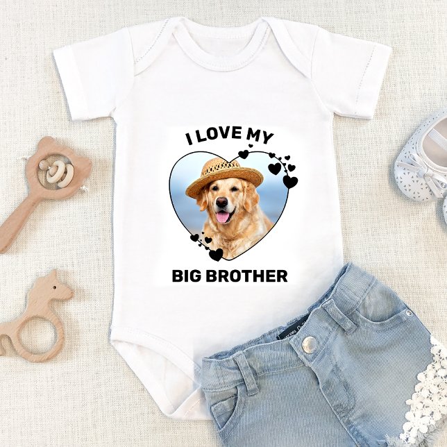 Body Para Bebê Eu Amo A Foto Personalizada De Cachorro Do Meu Irm (Criador carregado)