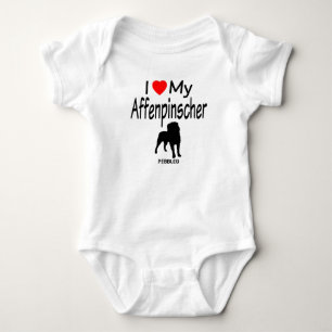 Body Para Bebê Eu Amo A Minha Silhueta De Cachorro Affenpinscher