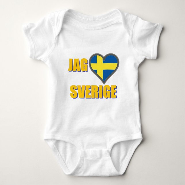 Body Para Bebê Eu amo a suecia (entalhe Älskar Sverige) (Frente)