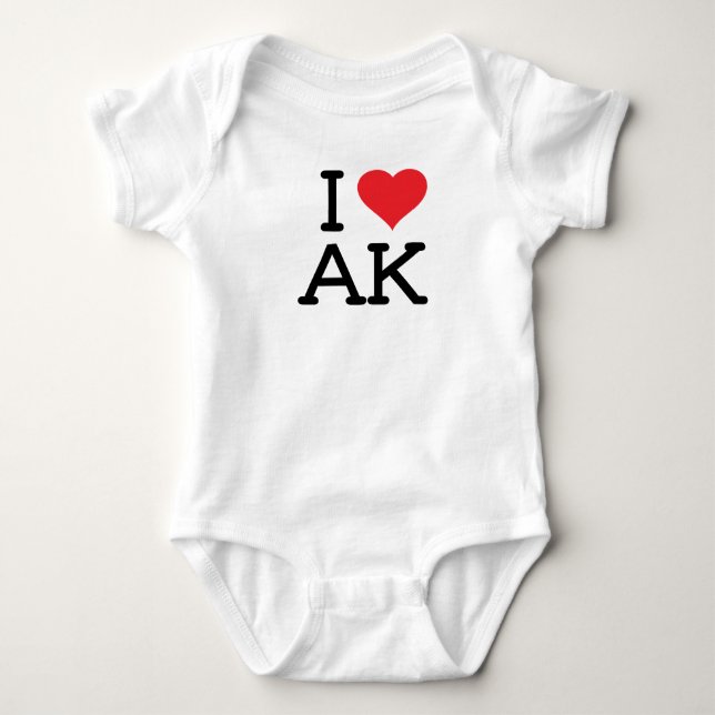 Body Para Bebê Eu amo AK - coração - Onsie (Frente)