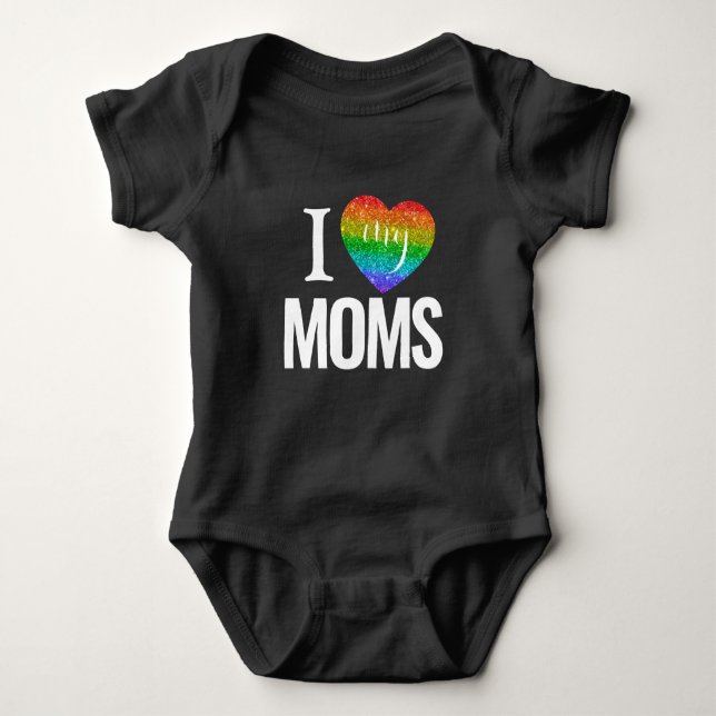 Body Para Bebê Eu Amo As Minhas Mães | Mês do Orgulho do Arco-Íri (Frente)