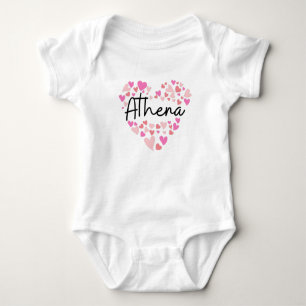 Body Para Bebê Eu amo Athena - corações para Athena